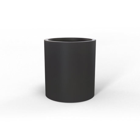 Rio Grande cylinder fiberglass planter in Matte Charcoal