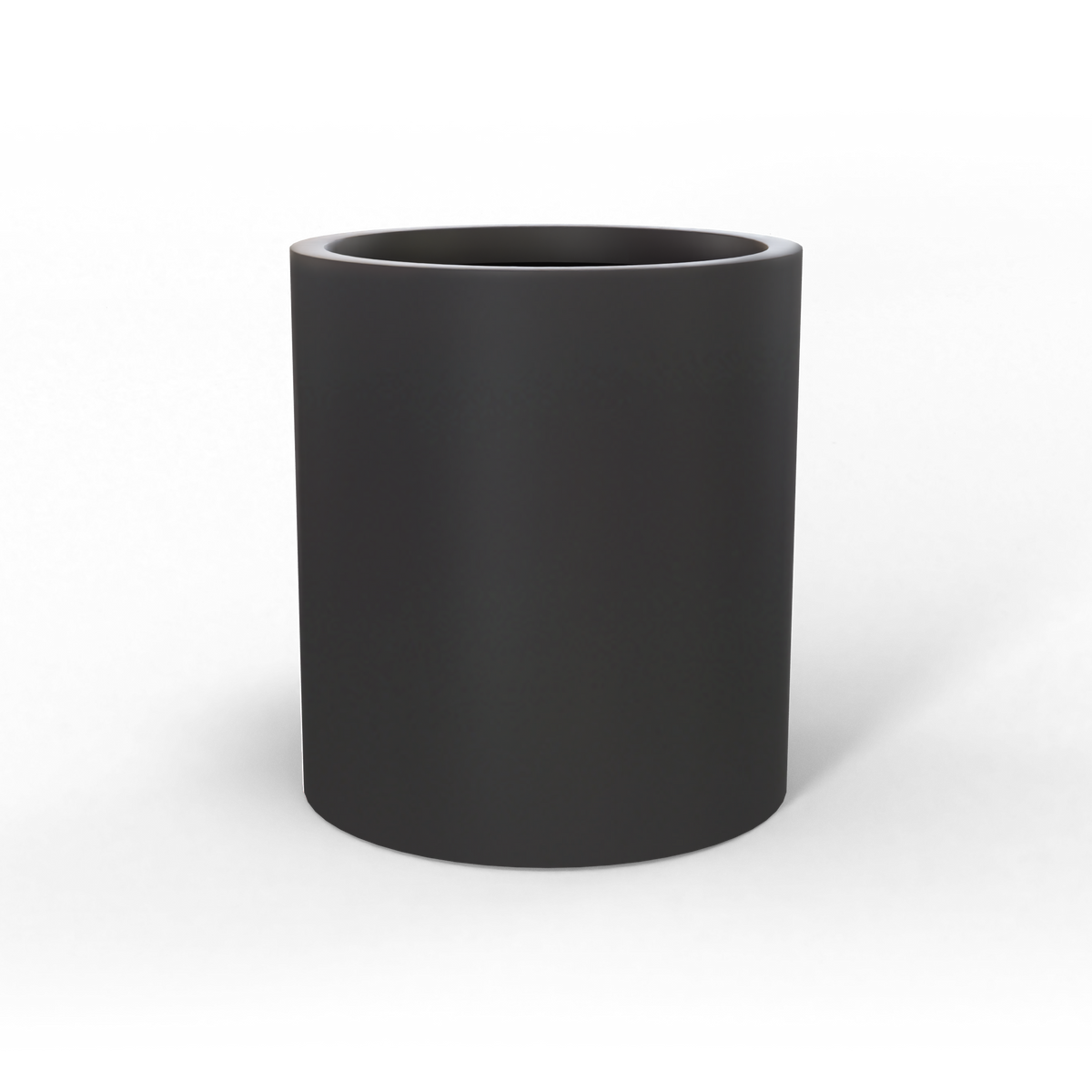 Rio grande cylinder fiberglass planter in Matte Charcoal, studio render