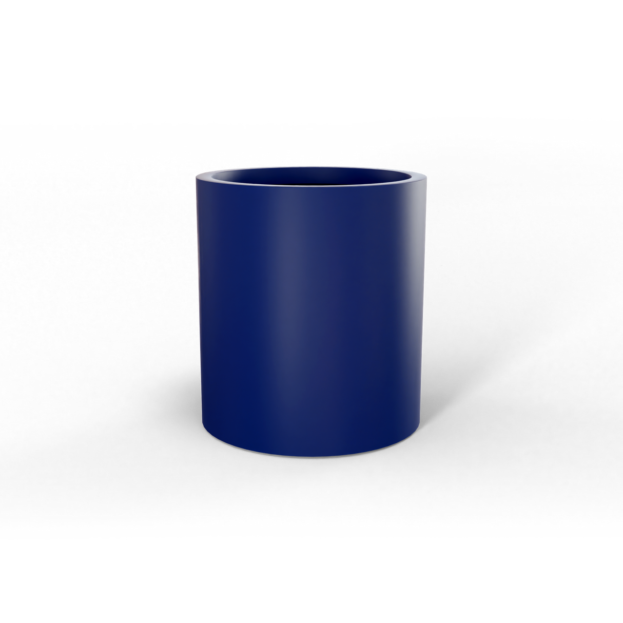 Rio Grande cylinder fiberglass planter in Matte Cobalt Blue
