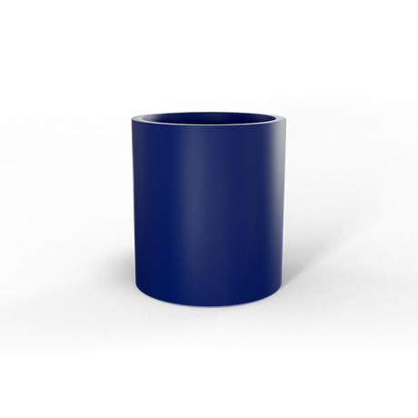 Rio Grande cylinder fiberglass planter in Matte Cobalt Blue