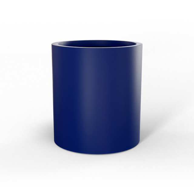 Rio grande cylinder fiberglass planter in Matte Cobalt Blue, studio render