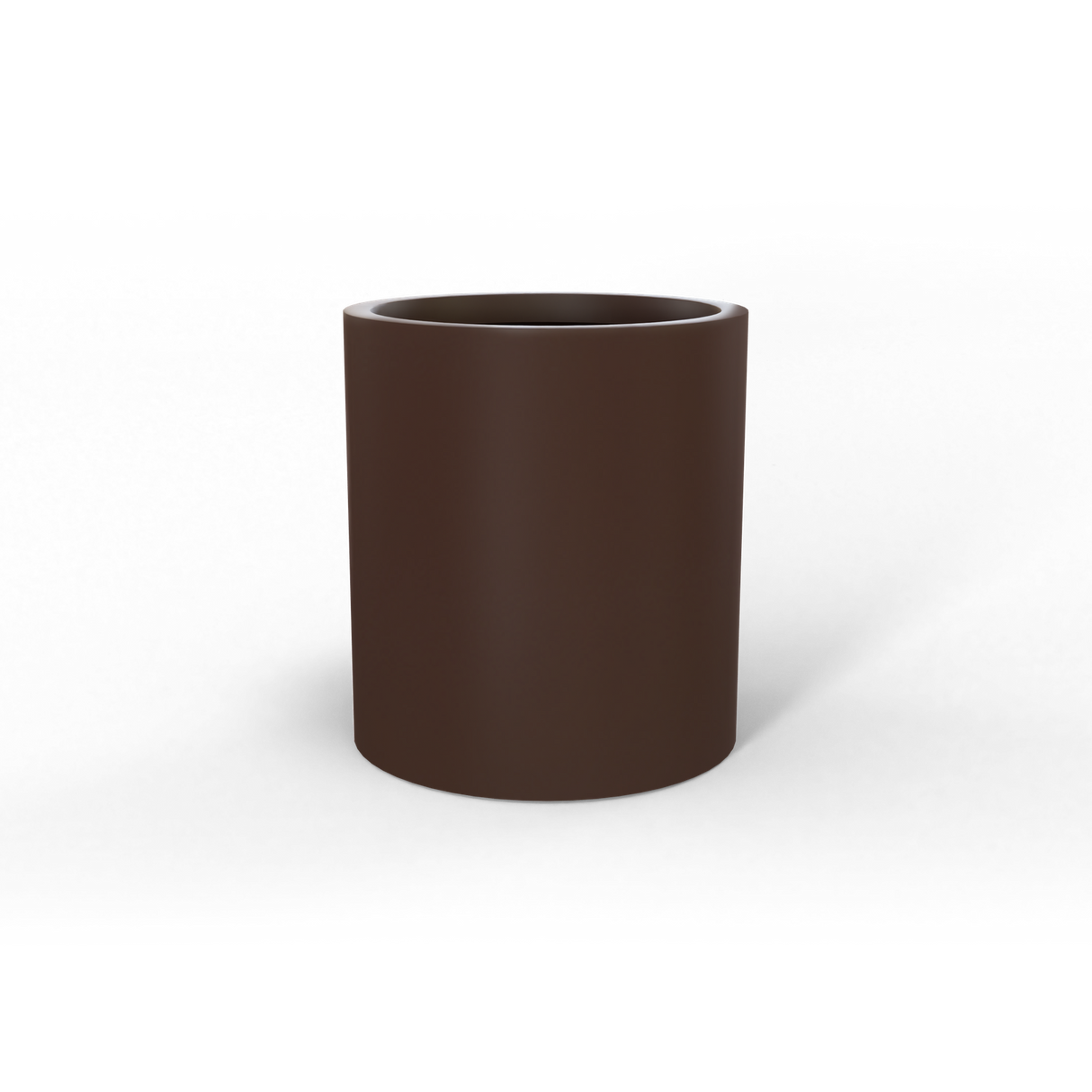 Rio Grande cylinder fiberglass planter in Matte Dark Brown