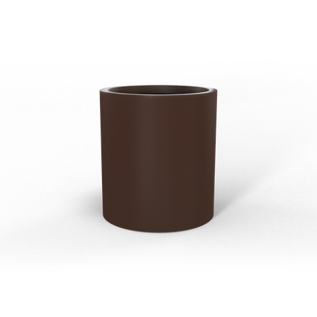 Rio Grande cylinder fiberglass planter in Matte Dark Brown