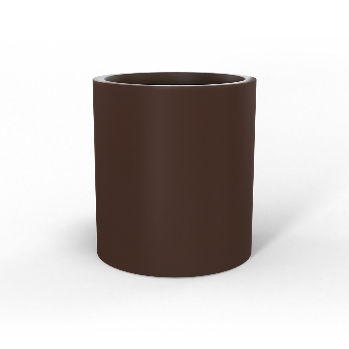 Rio grande cylinder fiberglass planter in Matte Dark Brown, studio render