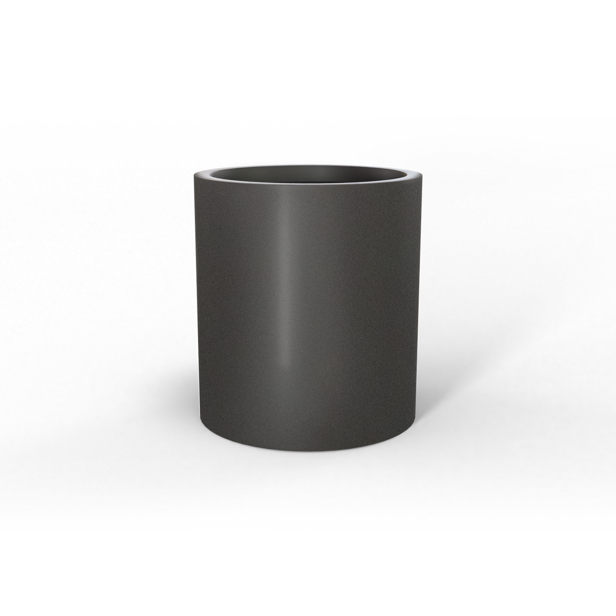 Rio Grande cylinder fiberglass planter in Matte Gunmetal