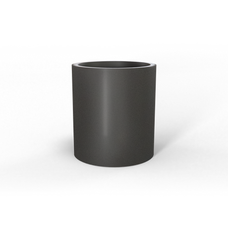 Rio Grande cylinder fiberglass planter in Matte Gunmetal