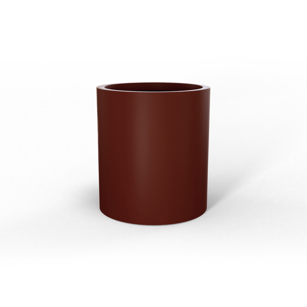 Rio Grande cylinder fiberglass planter in Matte Terra Cotta