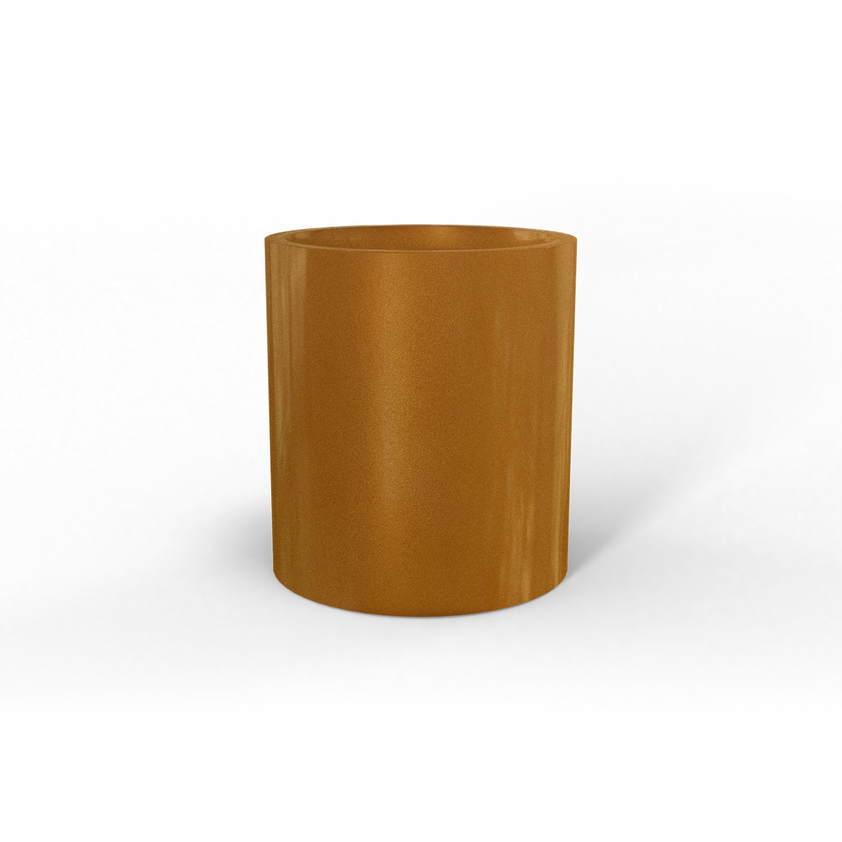 Rio Grande cylinder fiberglass planter in Metallic Bronze