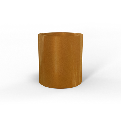Rio Grande cylinder fiberglass planter in Metallic Bronze