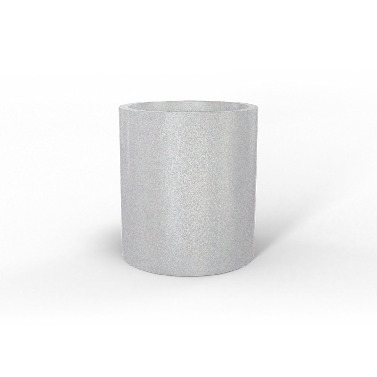 Rio Grande cylinder fiberglass planter in Metallic Silver