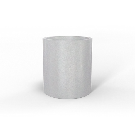 Rio Grande cylinder fiberglass planter in Metallic Silver