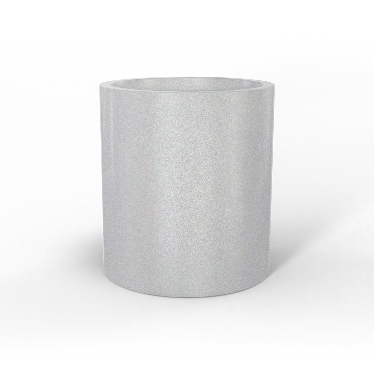 Rio grande cylinder fiberglass planter in Metallic Silver, studio render