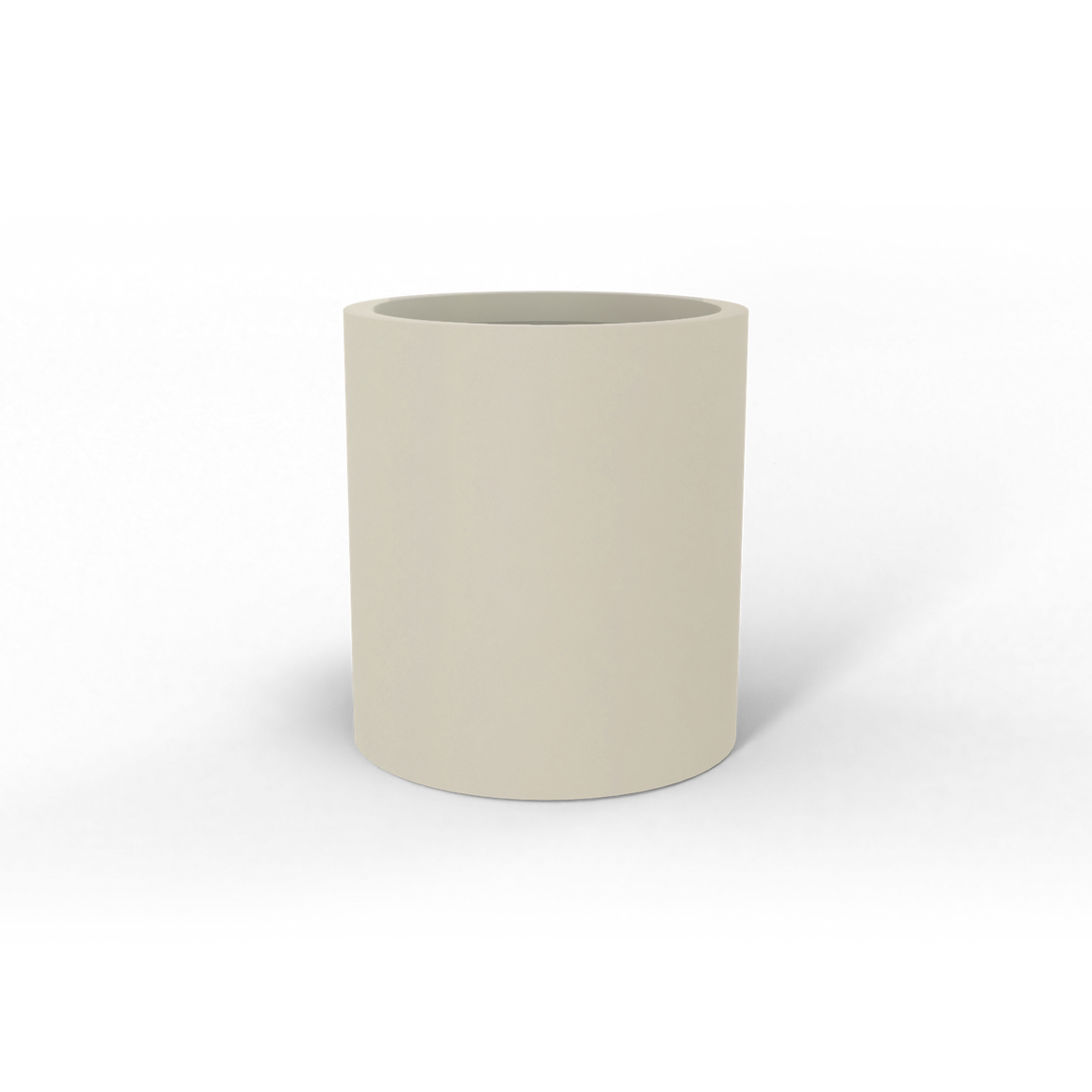 Rio Grande cylinder fiberglass planter in Satin Beige