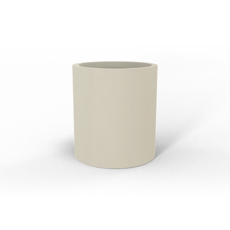 Rio Grande cylinder fiberglass planter in Satin Beige