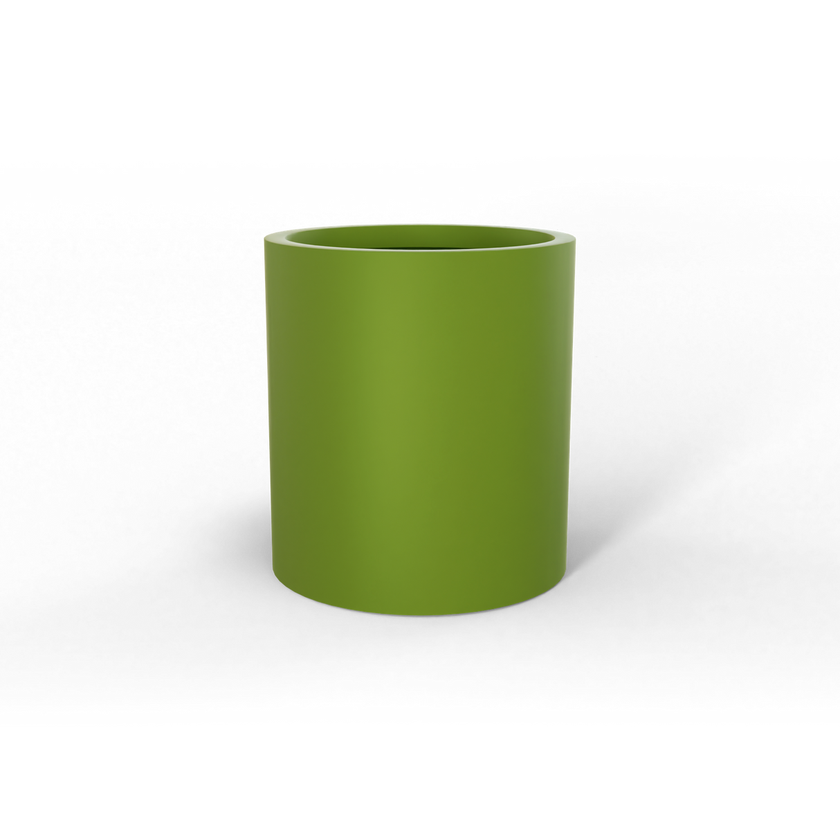 Rio Grande cylinder fiberglass planter in Satin Green