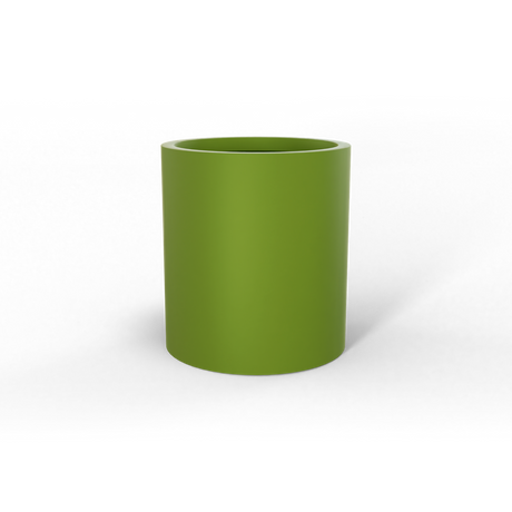 Rio Grande cylinder fiberglass planter in Satin Green