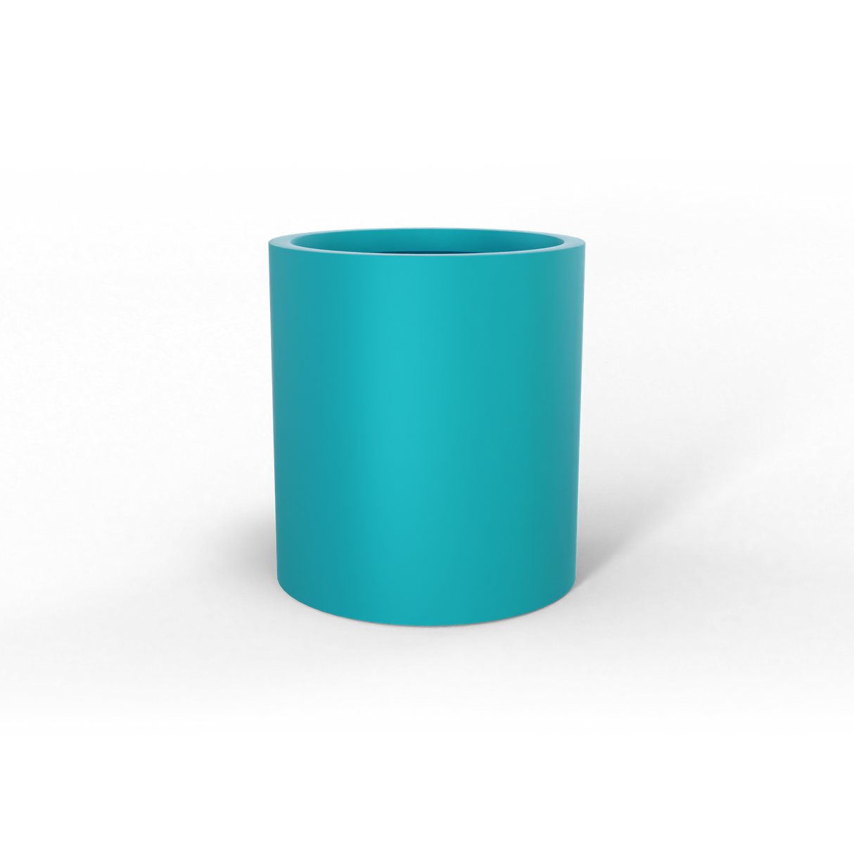 Rio Grande cylinder fiberglass planter in Satin Seafoam Green