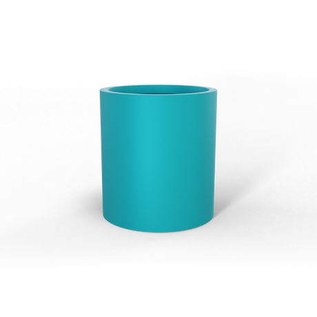 Rio Grande cylinder fiberglass planter in Satin Seafoam Green
