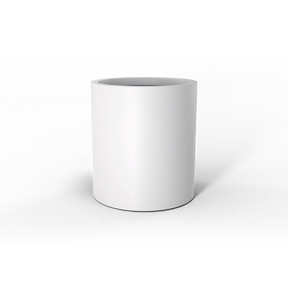 Rio Grande cylinder fiberglass planter, Matte Bright White finish