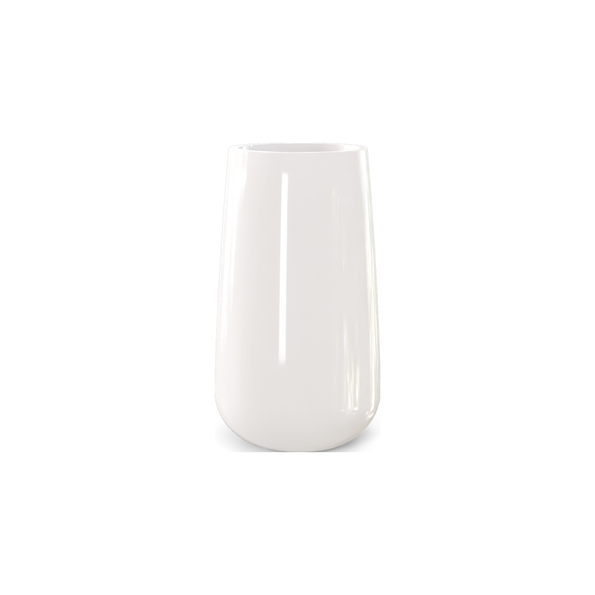 Saigon tall round tapered fiberglass planter in Gloss Bright White