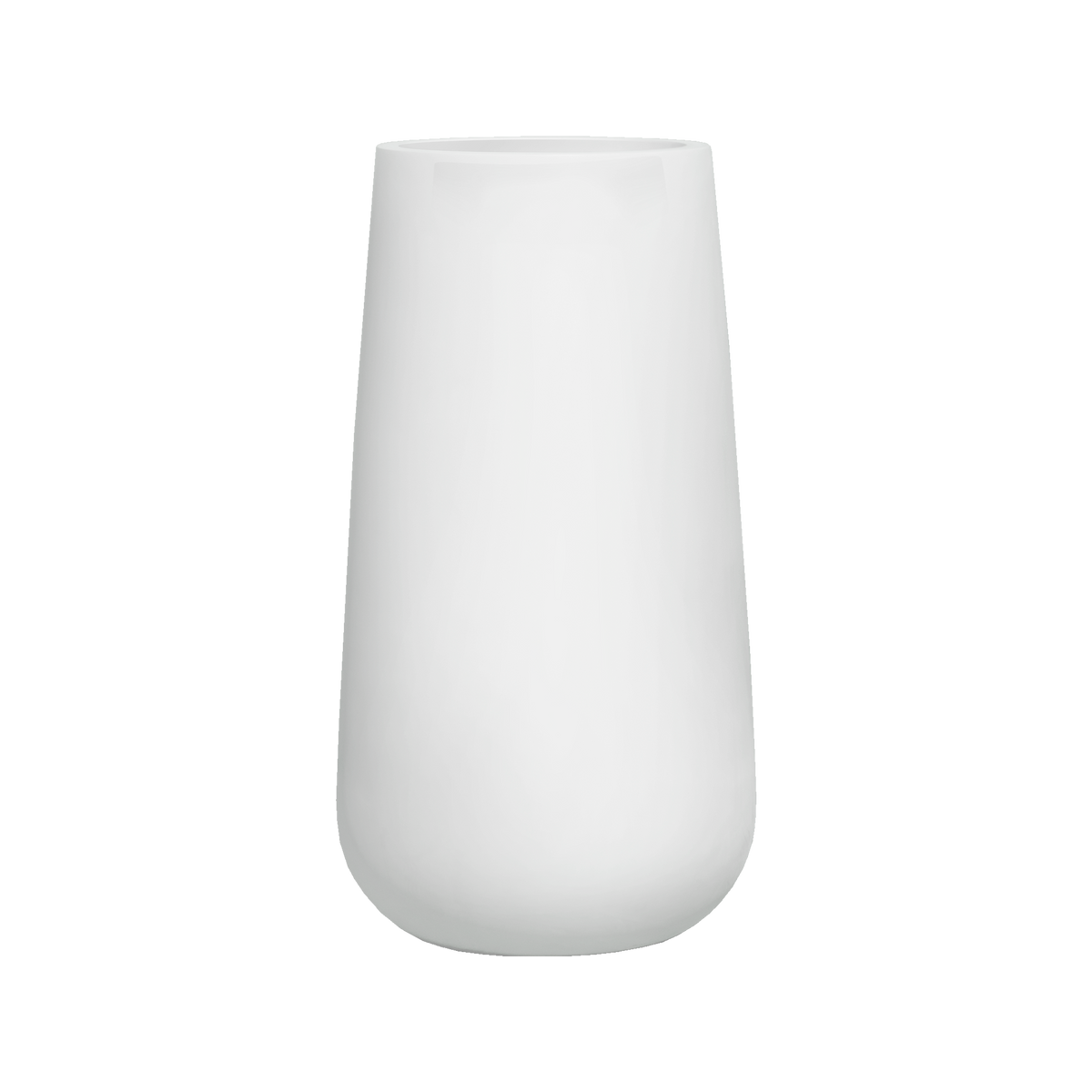 Saigon tapered round fiberglass planter in Gloss Bright White, studio render