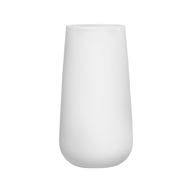 Saigon tapered round fiberglass planter in Gloss Bright White, studio render