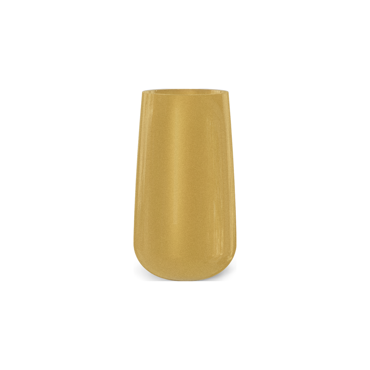 Saigon tall round tapered fiberglass planter in Gloss Metallic Gold