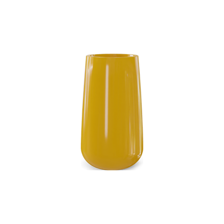 Saigon tall round tapered fiberglass planter in Gloss Saffron