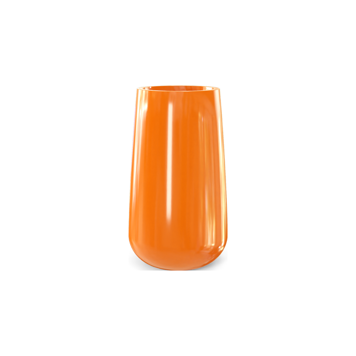 Saigon tall round tapered fiberglass planter in Gloss Tangerine