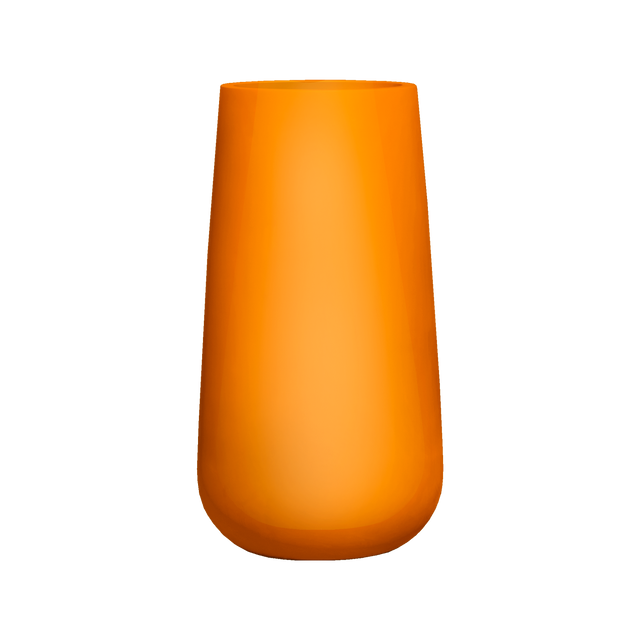 Saigon tapered round fiberglass planter in Gloss Tangerine, studio render