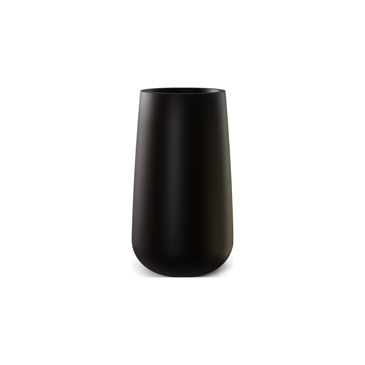 Saigon tall round tapered fiberglass planter in Matte Black
