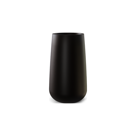 Saigon tall round tapered fiberglass planter in Matte Black