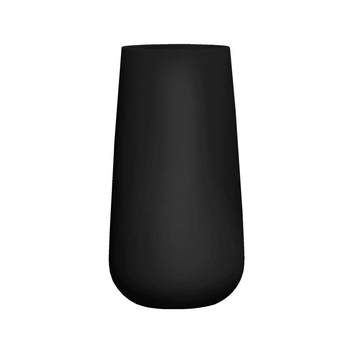 Saigon tapered round fiberglass planter in Matte Black, studio render