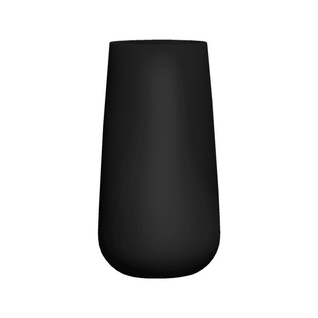 Saigon tapered round fiberglass planter in Matte Black, studio render