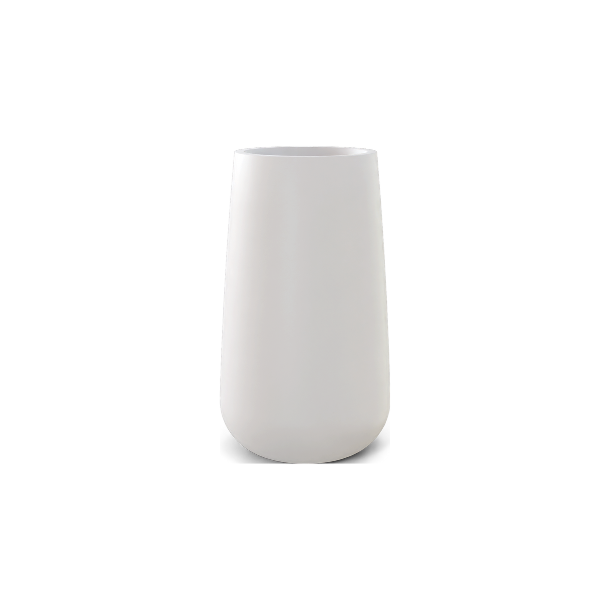 Saigon tall round tapered fiberglass planter in Matte Bright White