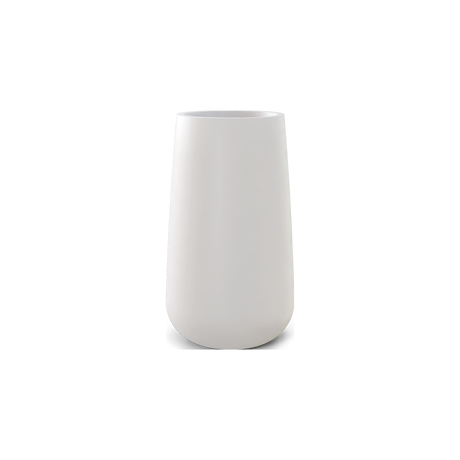 Saigon tall round tapered fiberglass planter in Matte Bright White