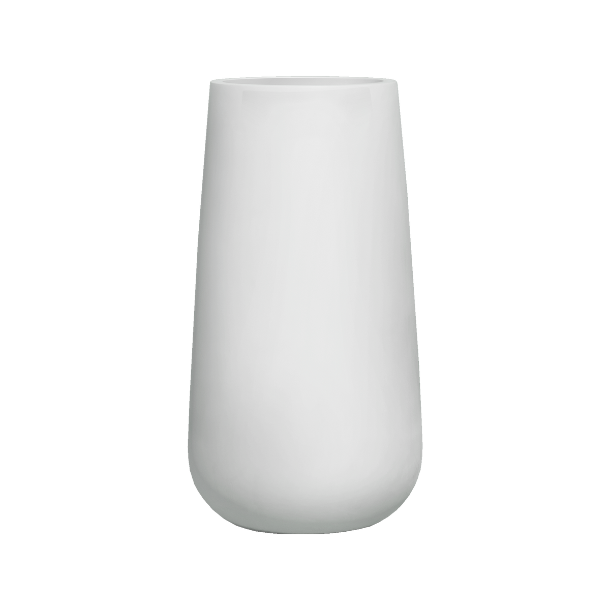 Saigon tapered round fiberglass planter in Matte Bright White, studio render