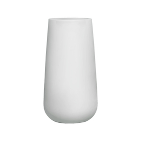 Saigon tapered round fiberglass planter in Matte Bright White, studio render