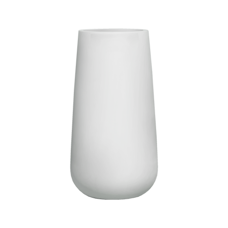 Saigon tapered round fiberglass planter in Matte Bright White, studio render