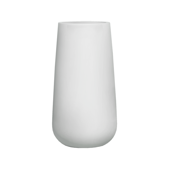 Saigon tapered round fiberglass planter in Matte Bright White, studio render
