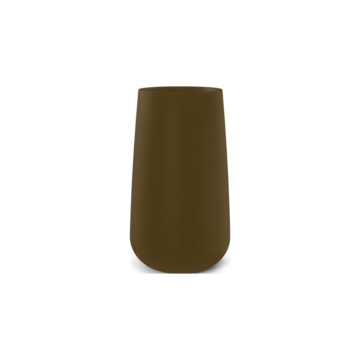 Saigon tall round tapered fiberglass planter in Matte Bronze