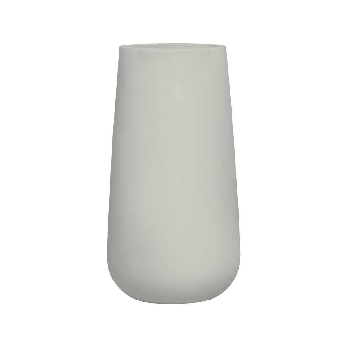 Saigon tapered round fiberglass planter in Matte Cement Grey, studio render