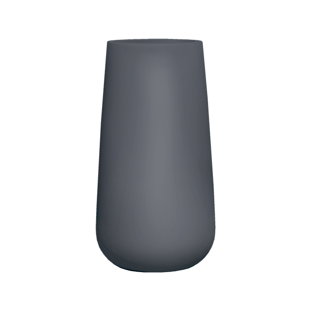 Saigon tapered round fiberglass planter in Matte Charcoal, studio render