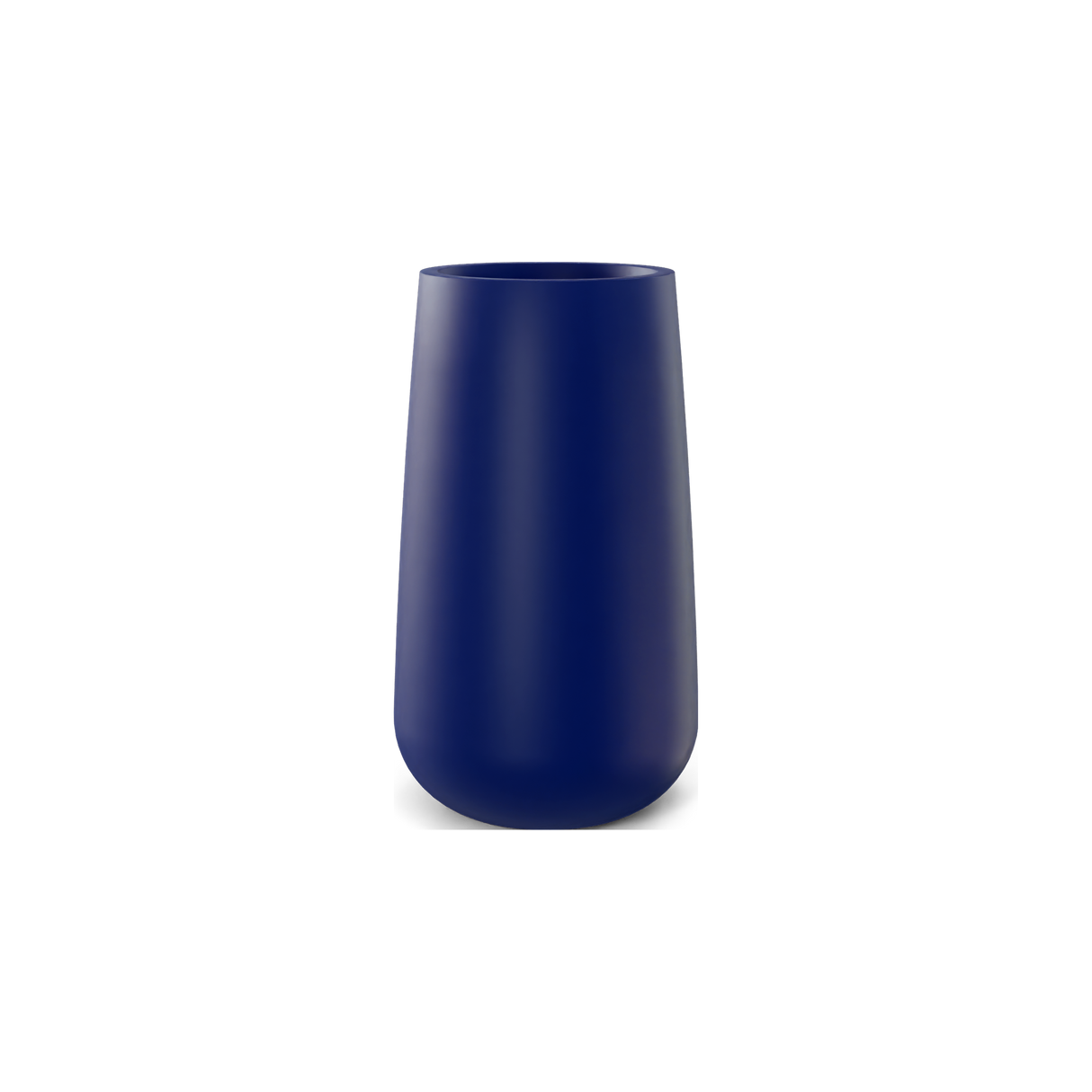 Saigon tall round tapered fiberglass planter in Matte Cobalt Blue