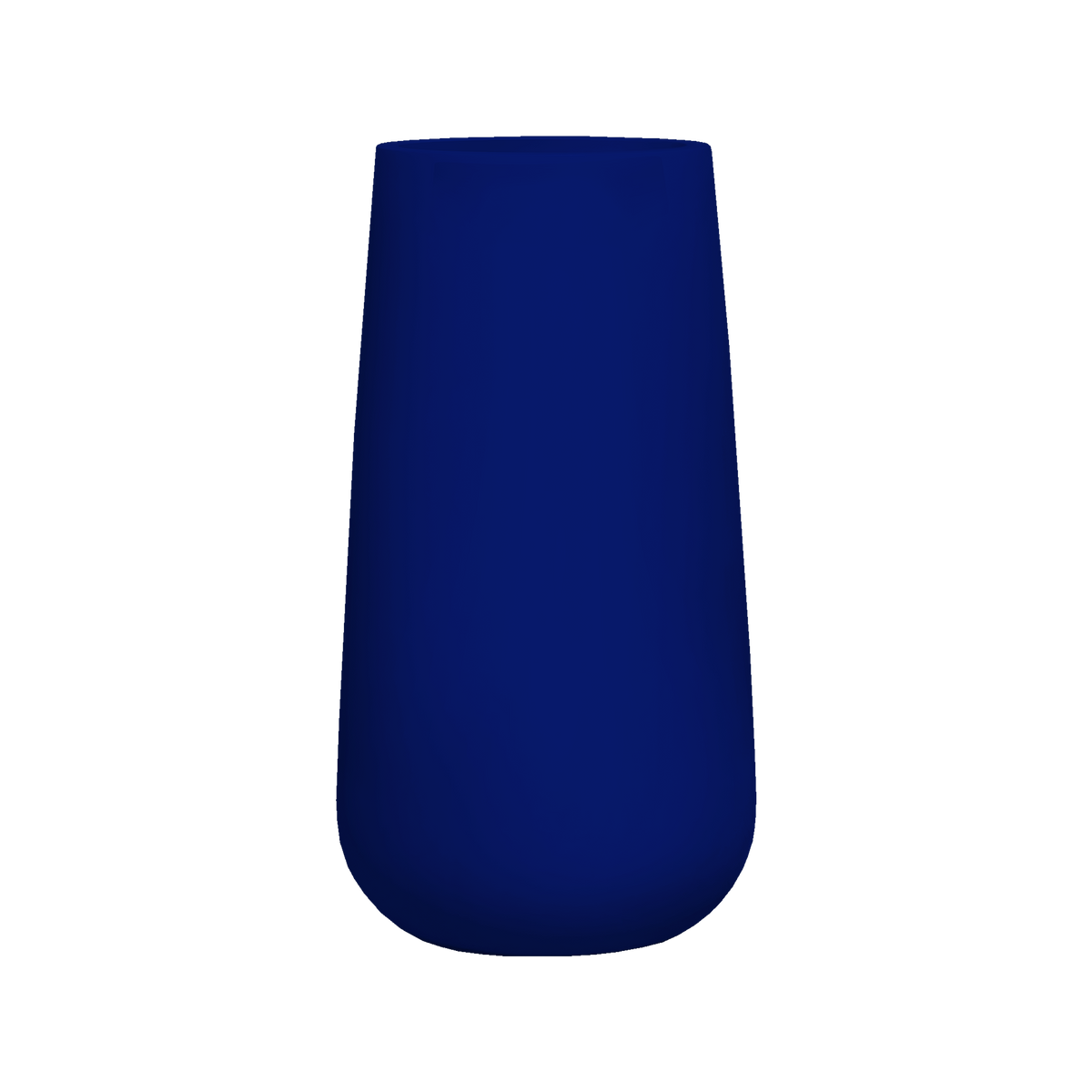 Saigon tapered round fiberglass planter in Matte Cobalt Blue, studio render