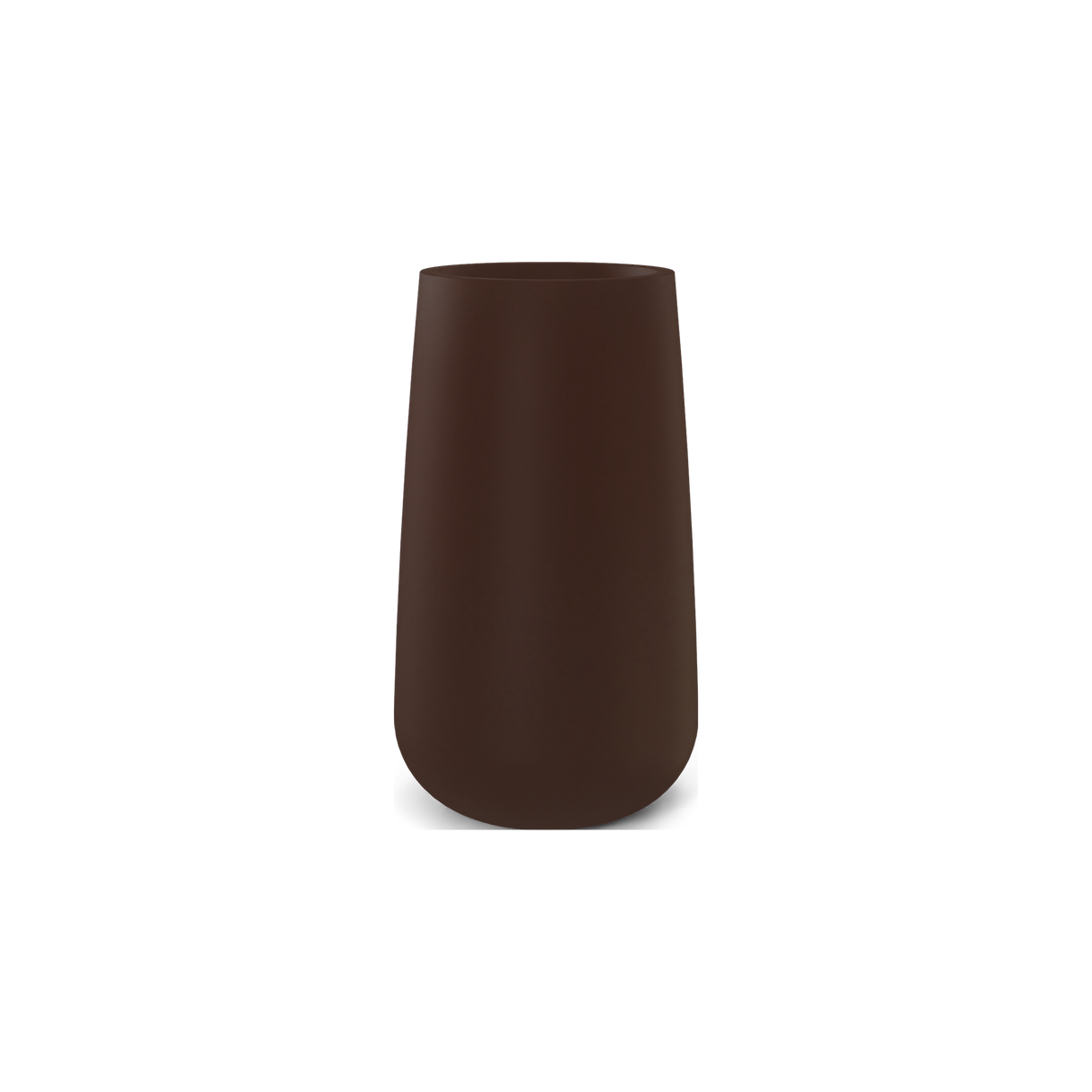Saigon tall round tapered fiberglass planter in Matte Dark Brown