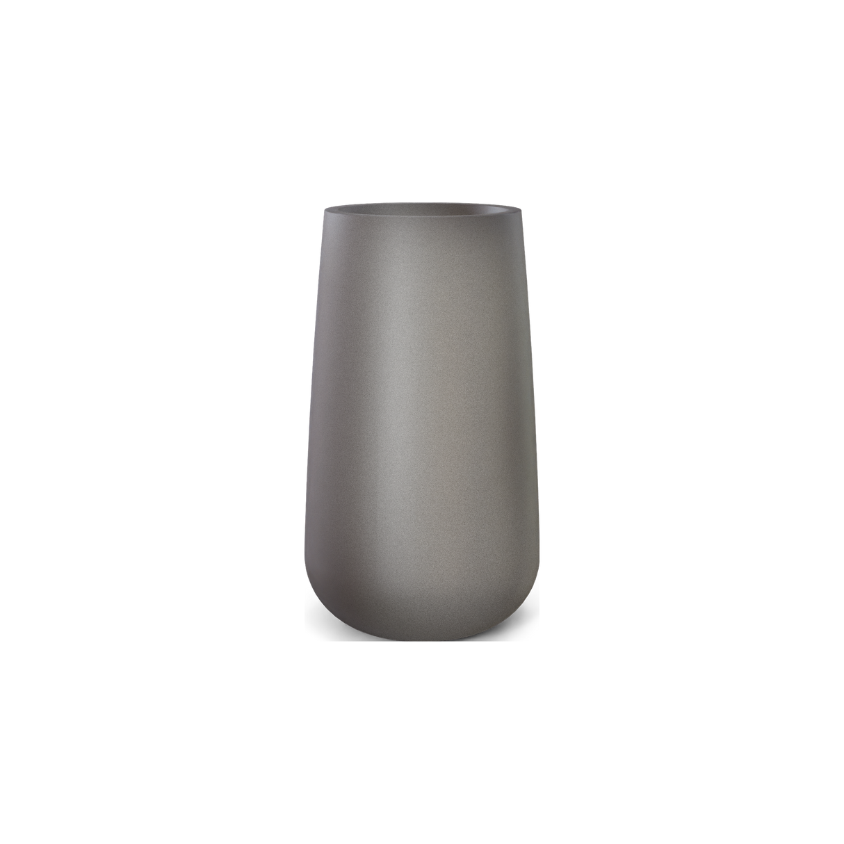 Saigon tall round tapered fiberglass planter in Matte Gunmetal