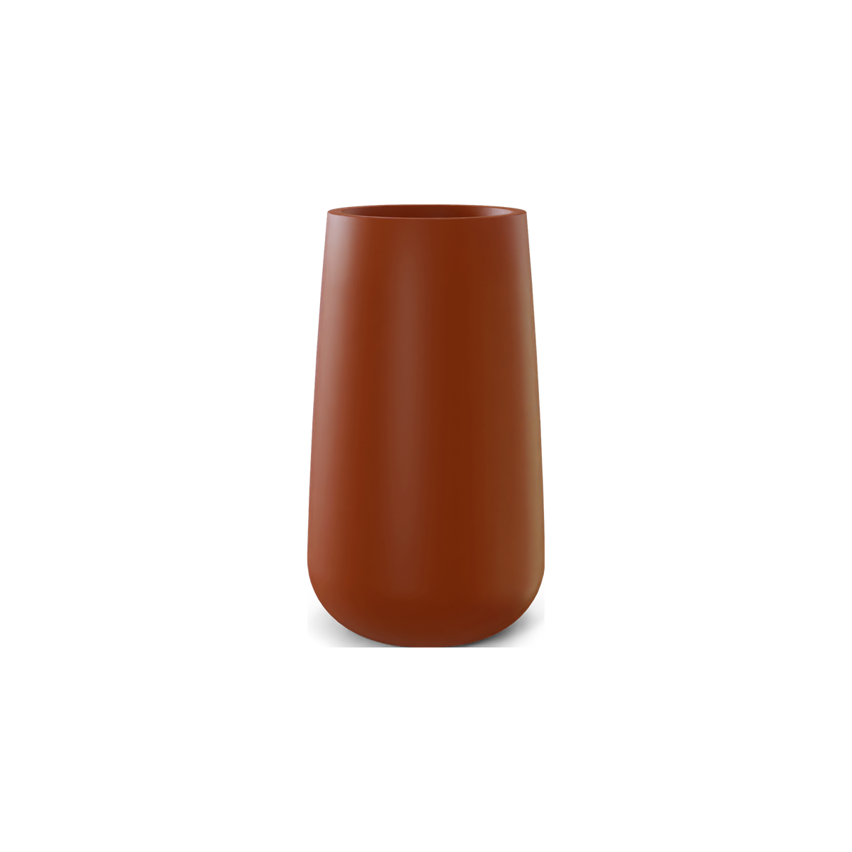 Saigon tall round tapered fiberglass planter in Matte Terra Cotta