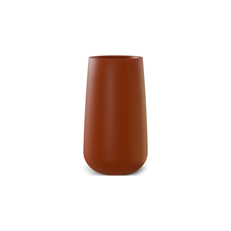 Saigon tall round tapered fiberglass planter in Matte Terra Cotta