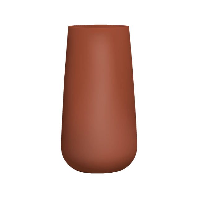 Saigon tapered round fiberglass planter in Matte Terra Cotta, studio render